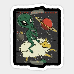 Alien space sheep, funny humor cute graphic, UFO outer space lover cartoon for men and women, Sticker